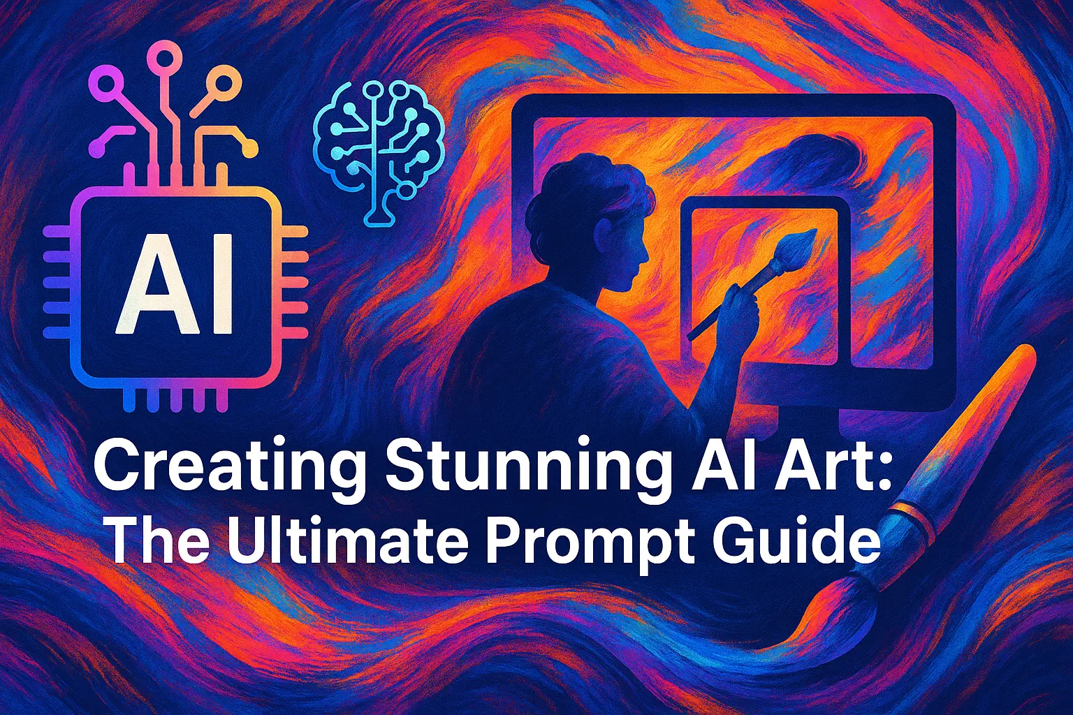 Creating stunning AI art - Ultimate prompt guide showing various AI art styles, techniques, and prompt examples