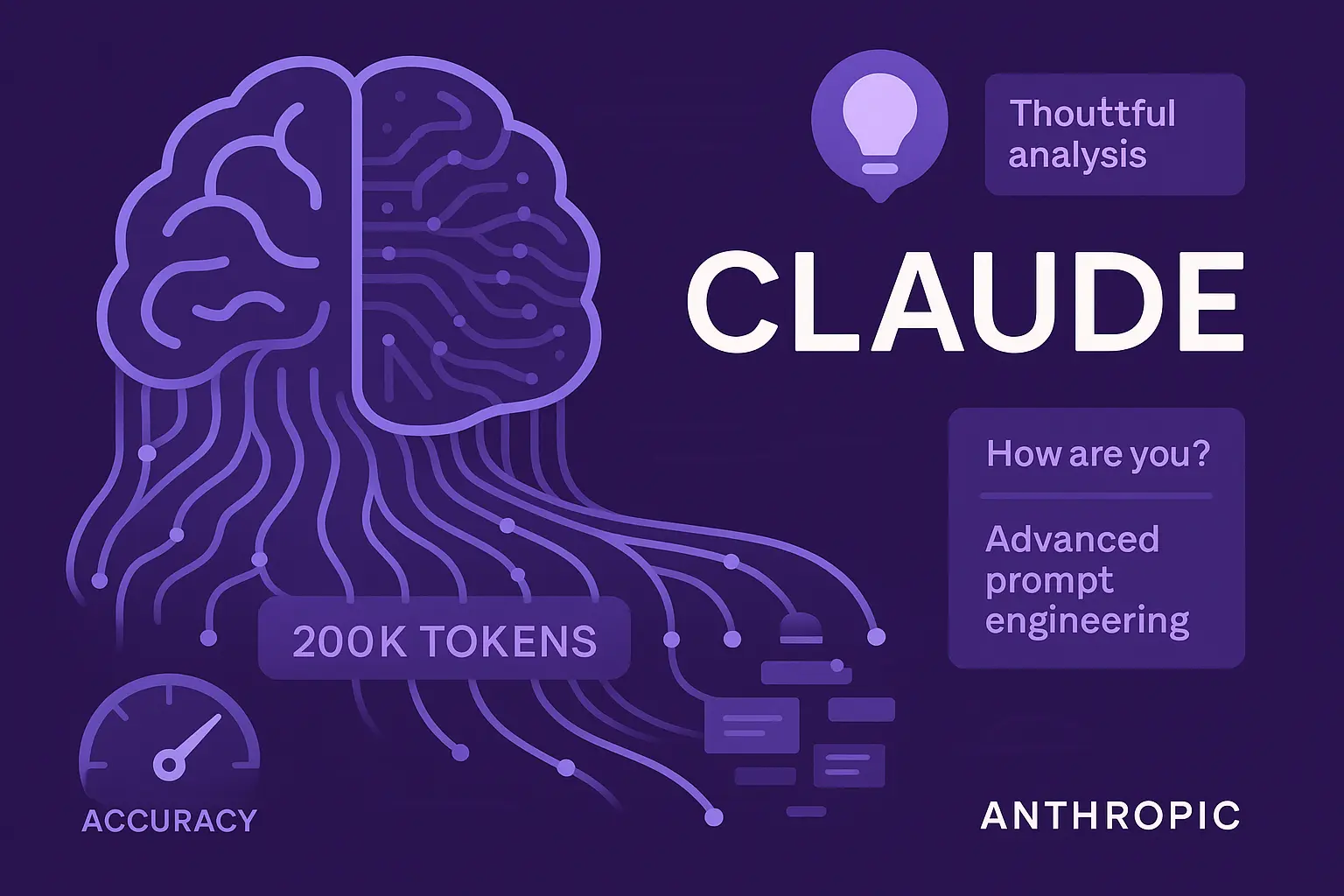 Visual guide showing advanced Claude AI prompting techniques with examples of long-form analysis and structured prompts